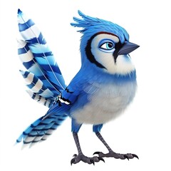 Blue Jay Happiness emotion fantasy animal cartoon isolated whitebackground 16:9