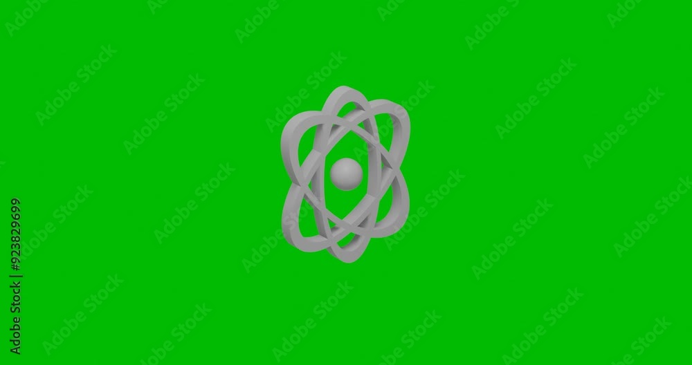 Poster animation of rotation of a white atomic symbol with shadow. simple and complex rotation. seamless lo