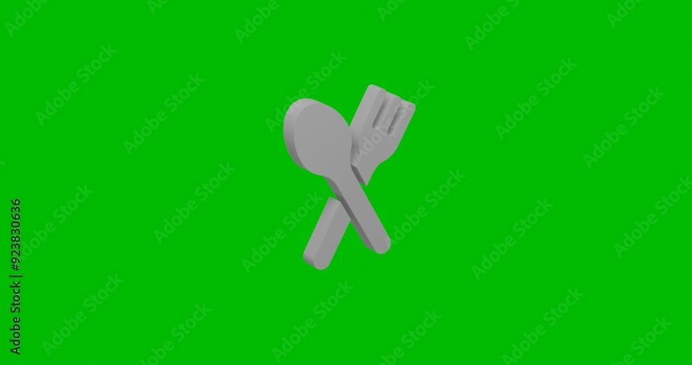 Poster animation of rotation of a white dinner time symbol with shadow. simple and complex rotation. seamle