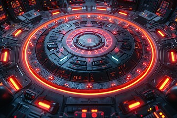 Naklejka premium Futuristic Interface: Sci-fi Control Panel with Glowing Lights