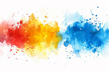 Abstract Watercolor Painting with Red, Yellow and Blue Colors