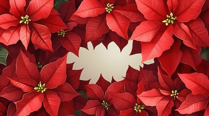 Obraz premium Festive Red Poinsettia Christmas Background with Blank Space