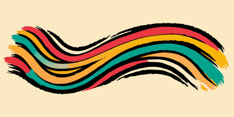 Brush paint curve stripe pattern, vector marker stroke abstract organic shapes, bold wavy doodle. Black raw lines swirl contemporary ink geometric elements rough modern scribble. Brush doodle graffiti
