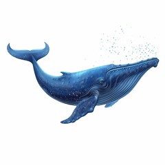 Fototapeta premium blue whale Art Deco animal fashion cartoon isolated whitebackground 16:9