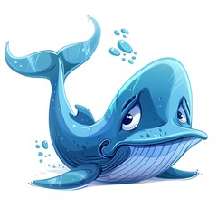 Naklejka premium blue whale Despair emotion fantasy animal cartoon isolated whitebackground