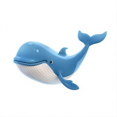 Fototapeta premium blue whale Happiness emotion fantasy animal cartoon isolated whitebackground 16:9