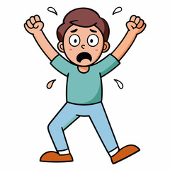 Obraz premium A man hands up art vector illustration