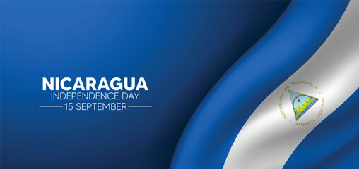 Nicaragua Independence Day 15 September waving flag vector poster