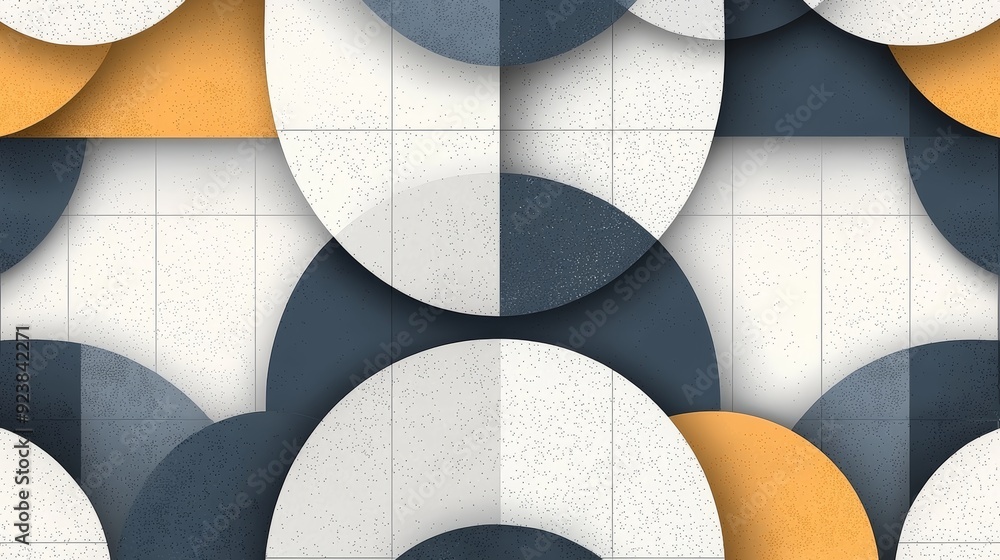 Poster a modern abstract background featuring geometric shapes, circles, and dynamic color contrasts in a c