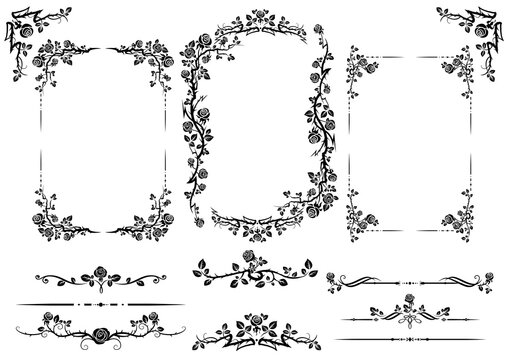 Elegant roses floral elements