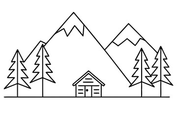 Flat drawing of mountain art vector illustration