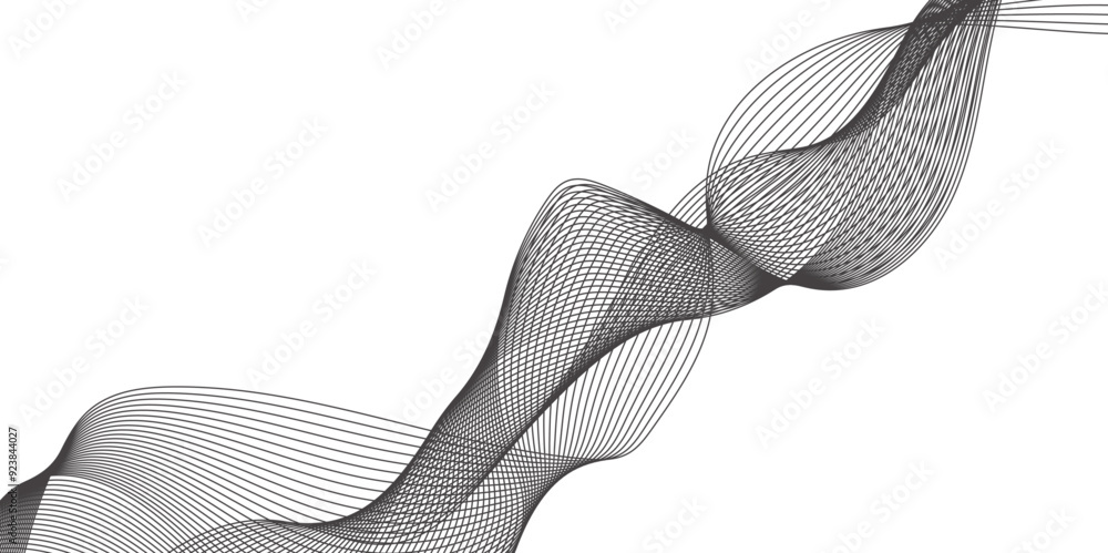 Fototapete abstract wavy grey smooth stream element for design on transparent background isolated. curved wavy 