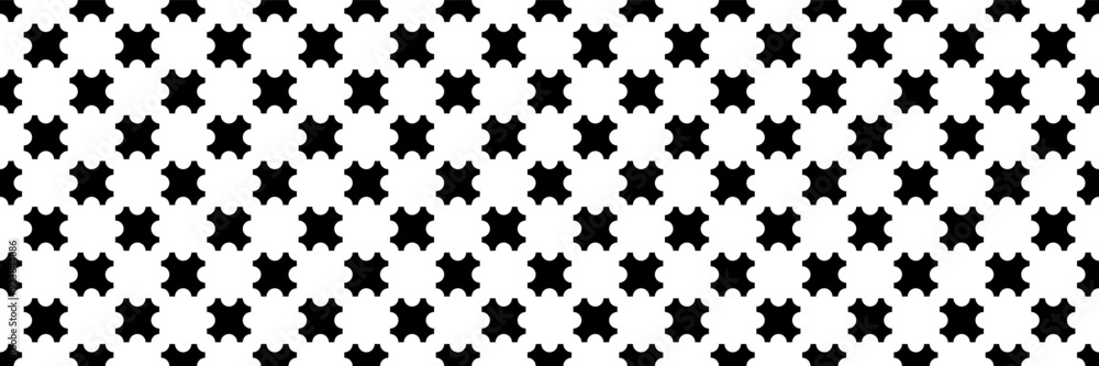 Poster horizontal seamless of black cross jigsaw for pattern and background.