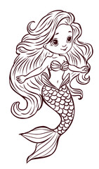 Cute Mermaid Baby Coloring Book For Girls