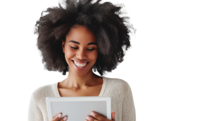 Young Woman Enjoying Tablet Usage.