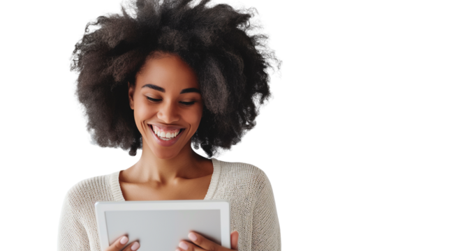 Young Woman Enjoying Tablet Usage.