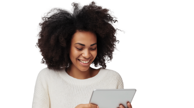 Joyful Young Woman Using a Tablet.