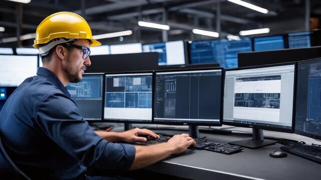 未来の技術を創る！電子機器工場でPCBプロトタイプを設計する白人男性技師の手作業