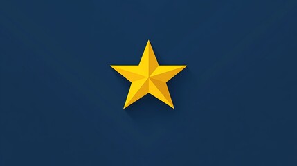 Obraz premium Minimal Yellow Star Logo on Blue Background - Professional Flat Design Vector Graphic for T-Shirt Printing
