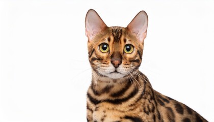 Fototapeta premium ベンガルのポートレート（Bengal cat portrait on white background） 