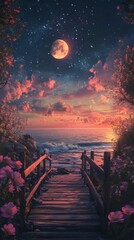 Twilight Blossoms by the Sea