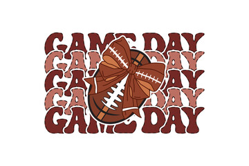 Game Day Fall Football, Coquette Bow EPS T-shirt Design