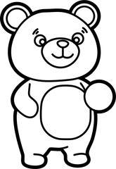 Cute bear coloring vector outline illustration