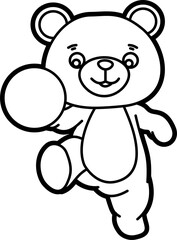 Cute bear coloring vector outline illustration