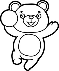 Cute bear coloring vector outline illustration