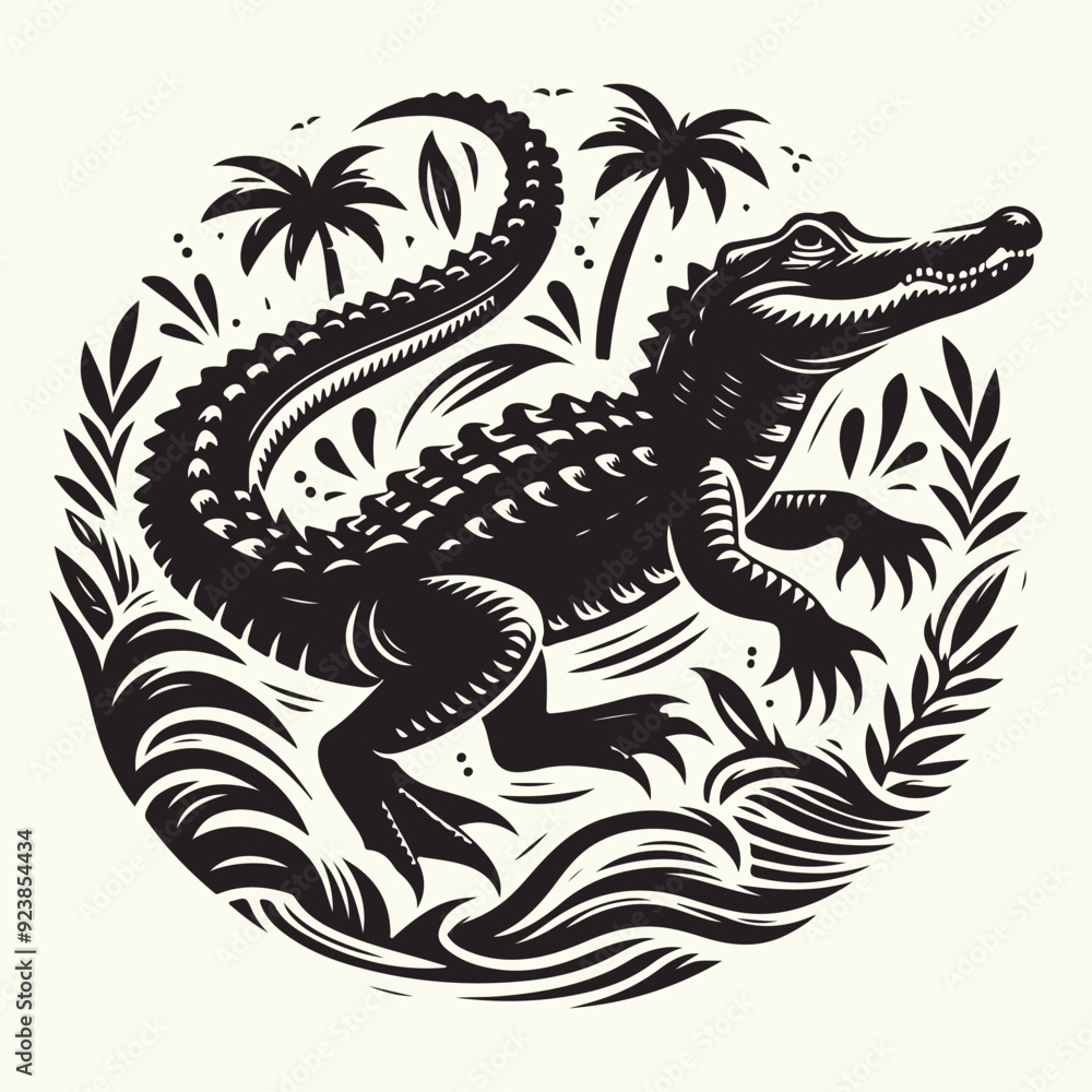 Wall mural alligator silhouette vector illustration design