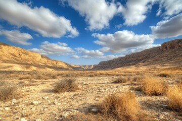 Judean Wilderness. Picturesque Desert Landscape in Israel with Dry and Rocky Scenic Views