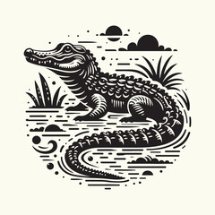 Alligator silhouette Vector Illustration Design
