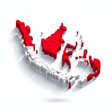 Indonesia map with concept of National flag 