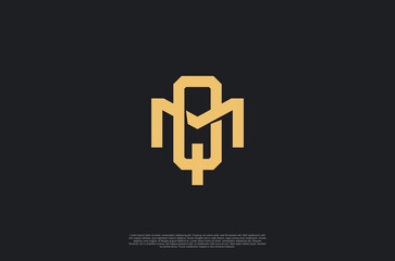 Initial letter MQ, QM, overlapping interlock logo,monogram line art style