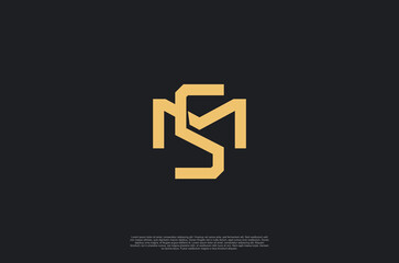 Initial letter MS, SM, overlapping interlock logo,monogram line art style