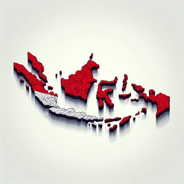 Indonesia map with concept of National flag 