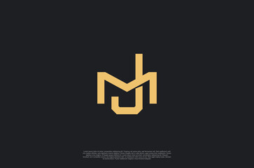 Initial letter MJ, JM, overlapping interlock logo,monogram line art style