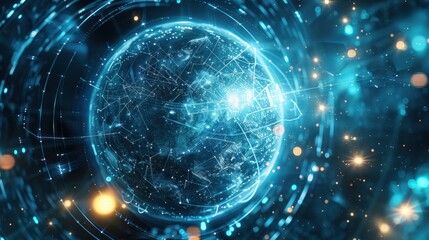 Obraz premium A Digital Globe with a Network of Connected Points and Glowing Lights