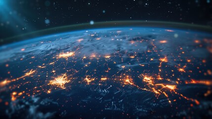 Fototapeta premium Earth at Night with City Lights and Stars