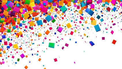 Colorful confetti falling on a white background