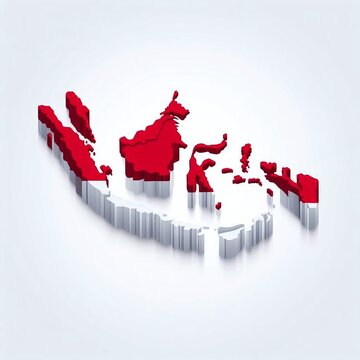 Indonesia map with concept of National flag 
