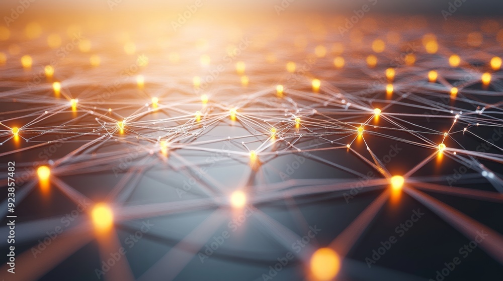 Fototapete 3D rendering of interconnected data points