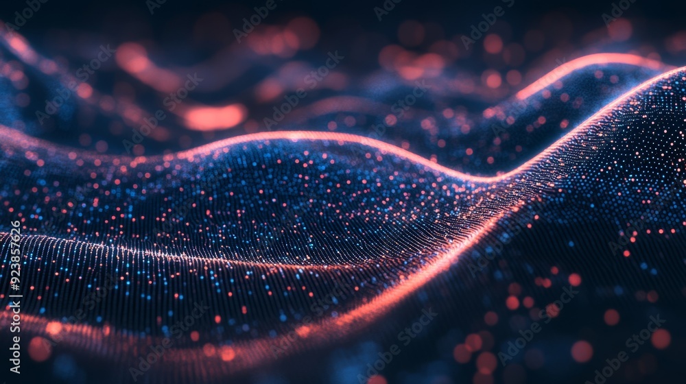 Poster Abstract 3D illustration of data transmission in cyberspace