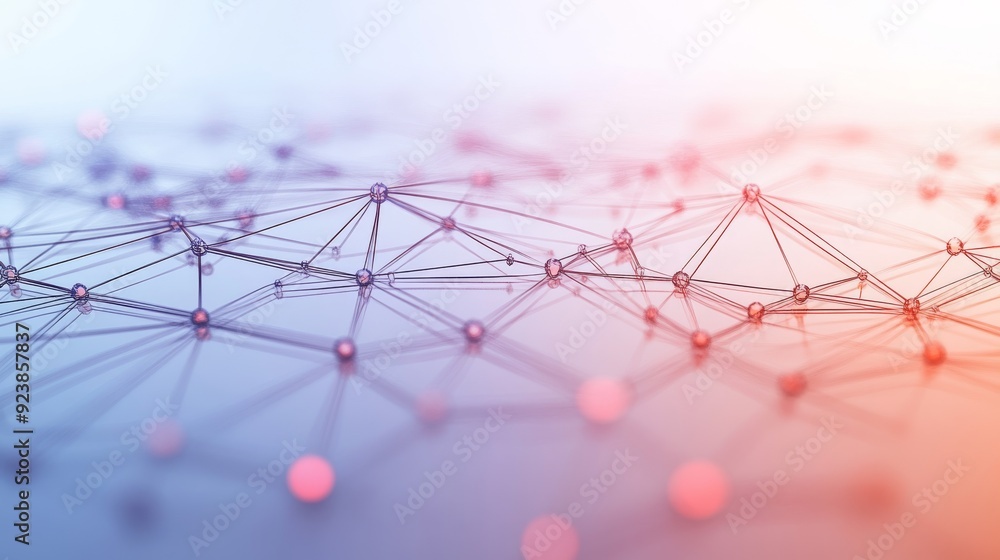 Poster Digital web of information with highlighted nodes