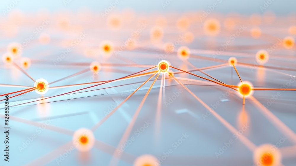 Poster Digital web of information with highlighted nodes