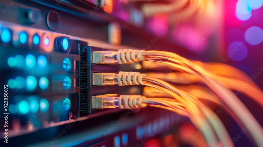 Poster internet data exchange concept with vibrant connections