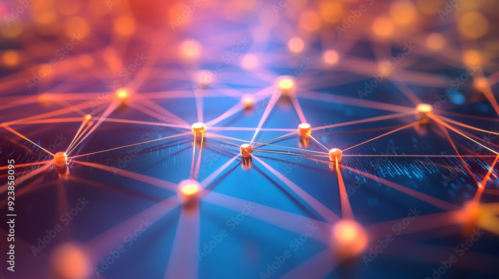 Poster internet data exchange concept with vibrant connections
