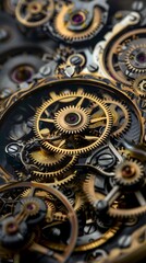 A close up of a clock with gears on it
