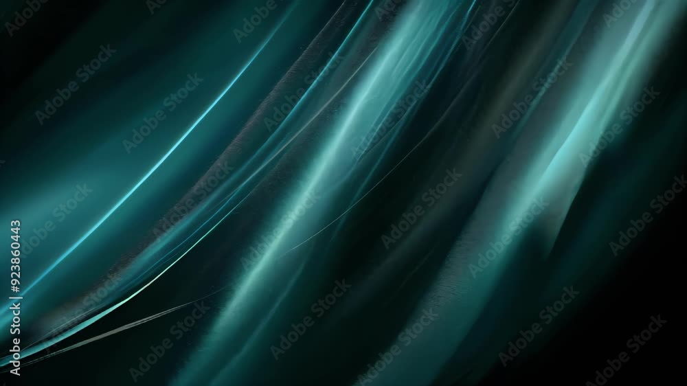 Poster abstract background gradient teal and black swirling lines, noise grain effect., seamless loop.