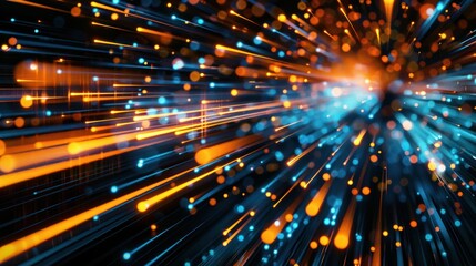 Abstract Orange and Blue Lines Blurred Background